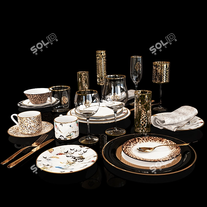 Elegant Tableware by Roberto Cavalli 3D model image 1