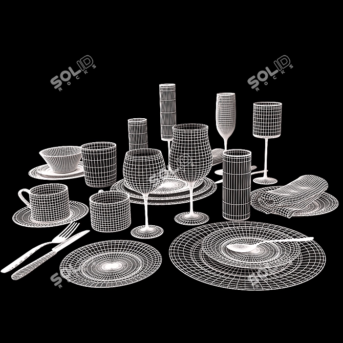 Elegant Tableware by Roberto Cavalli 3D model image 3