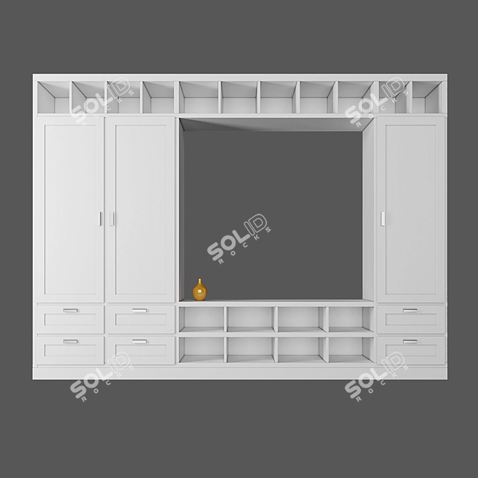 Sleek 3-Door Wardrobe 3D model image 1