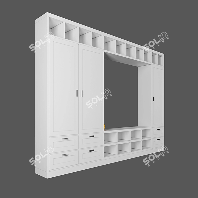 Sleek 3-Door Wardrobe 3D model image 3