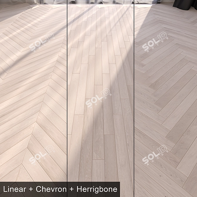 Elegant Montblanc Parquet: Linear, Chevron, Herringbone 3D model image 1