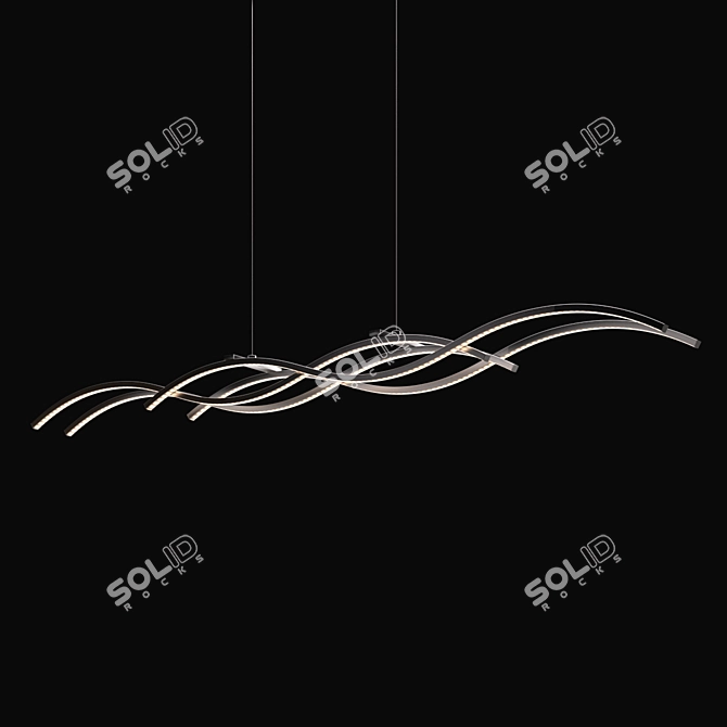 Sleek Silver LED Linear Suspension 3D model image 1