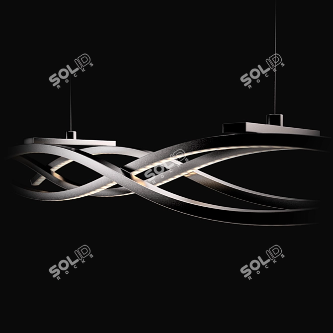 Sleek Silver LED Linear Suspension 3D model image 2