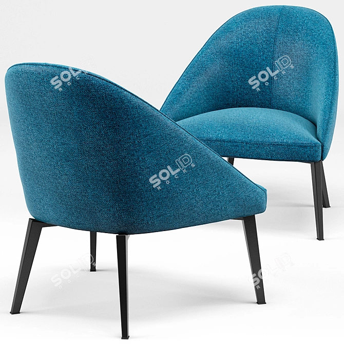 Comfy Blue Armchair | 26"L x 28"W x 30 1/4"H 3D model image 2