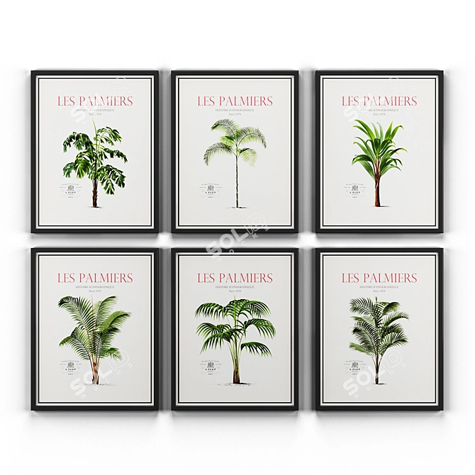 Tropical Palms Vintage Posters 3D model image 1