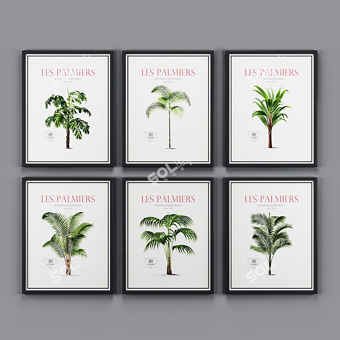 Tropical Palms Vintage Posters 3D model image 2