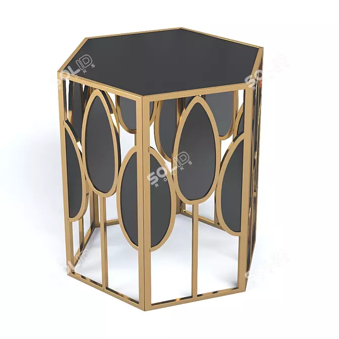 Elegant Gold and Black Side Table 3D model image 1