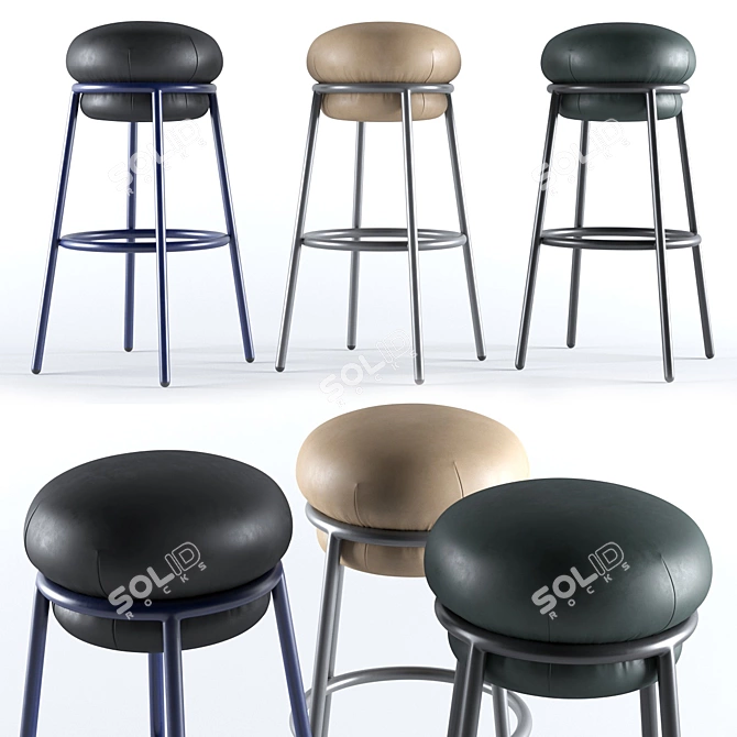 Grasso Leather Stool | Stylish and Comfortable 3D model image 1