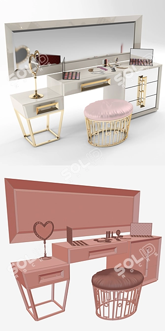 Stylish Oak Chest of Drawers 3D model image 2