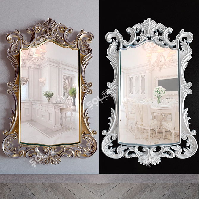 Elegant Baroque Style Mirror 3D model image 1