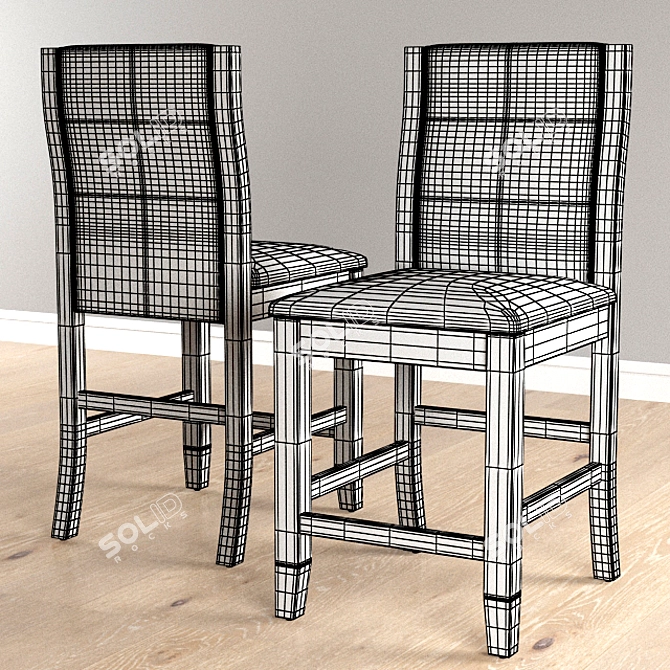 Elegant Upholstered Dining Chair 3D model image 2