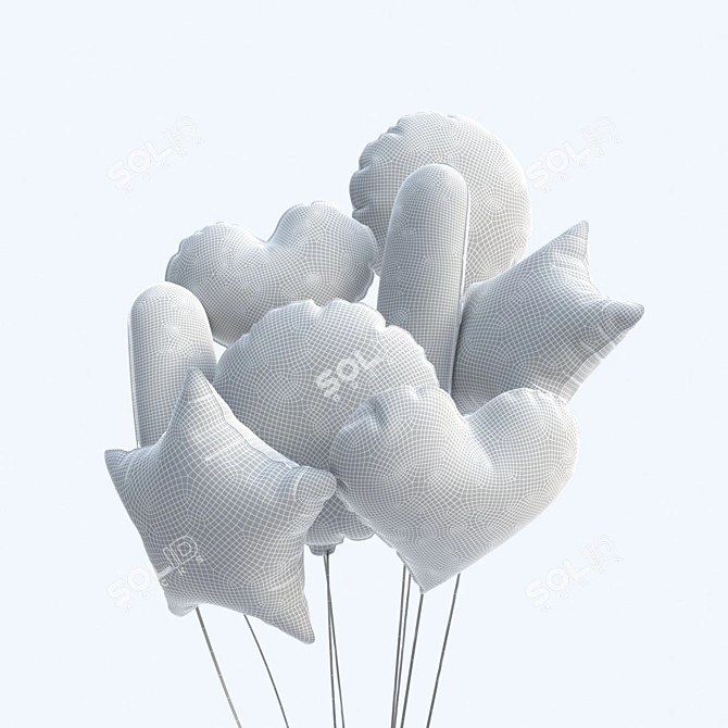 Title: Vibrant Foil Balloons - Add a Pop of Color! 3D model image 2