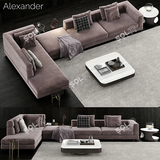 Luxury Minotti Alexander Sofa 2 - Sleek Italian Design 3D model image 1