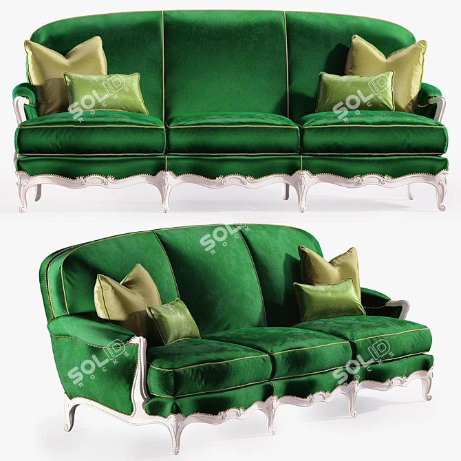 French Regency Style Canape Sofa 3D model image 1