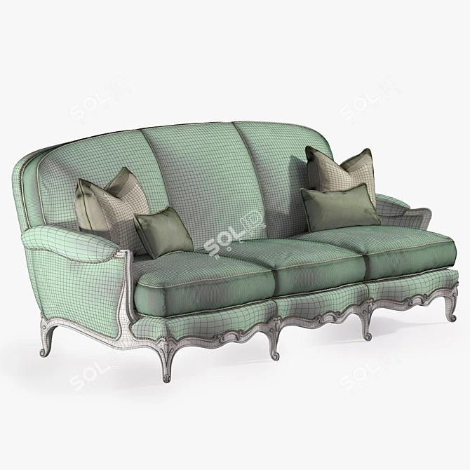 French Regency Style Canape Sofa 3D model image 3