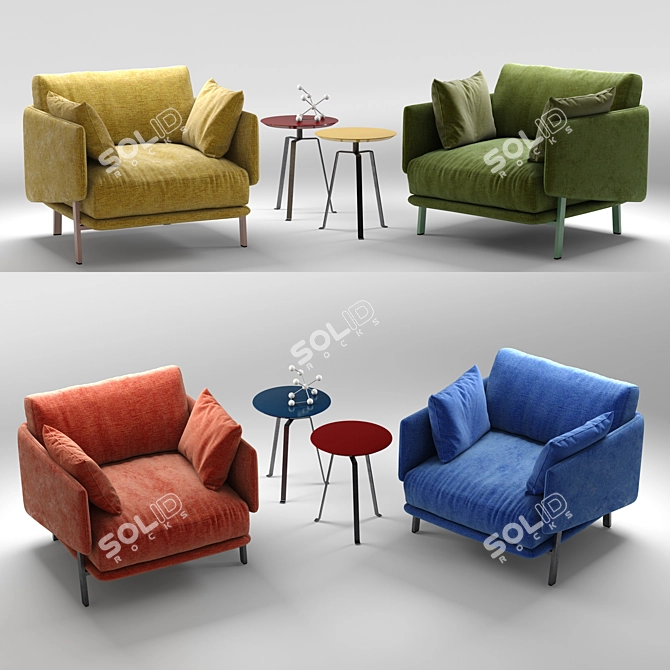 Modern Structure Armchair Set 3D model image 1