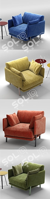 Modern Structure Armchair Set 3D model image 2