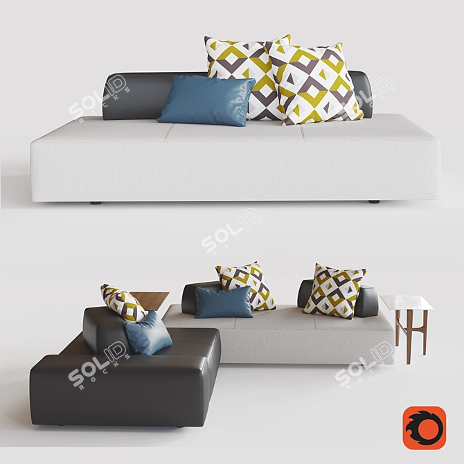 Flou Softbench: Versatile and Plush Seating 3D model image 1