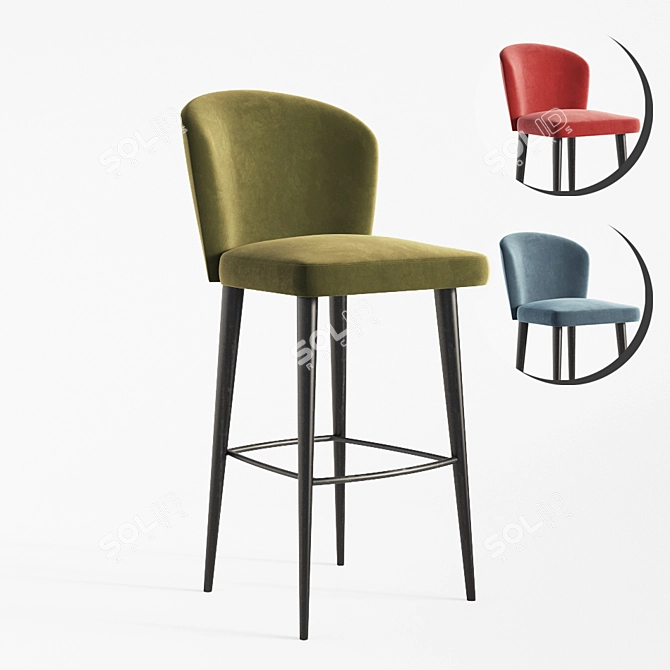 Elegant Aston Velvet Stool 3D model image 2