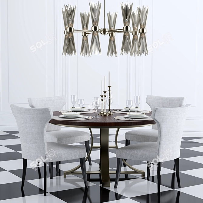 Elegant Ethan Allen Dining Set 3D model image 1