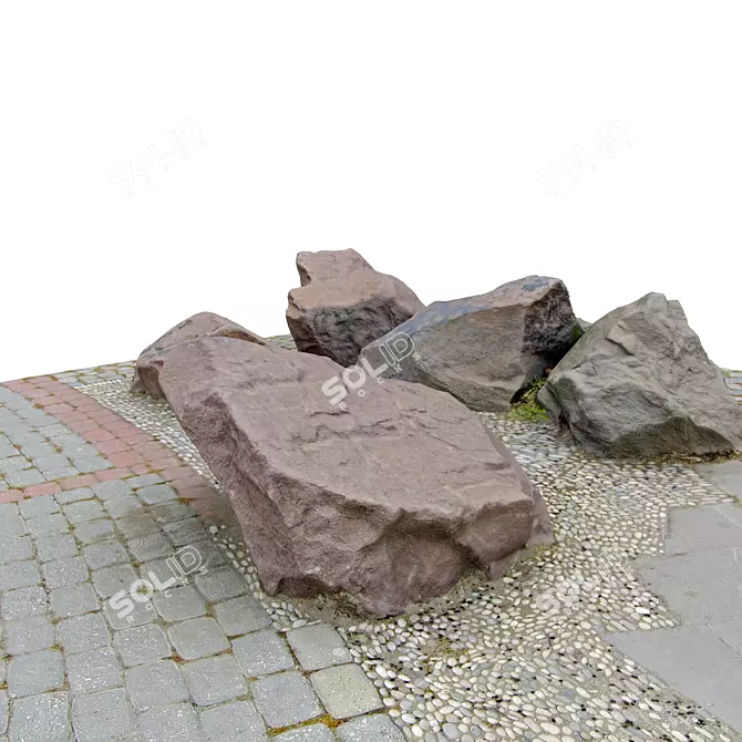 City Park Stones: High-quality 3D Model 3D model image 2