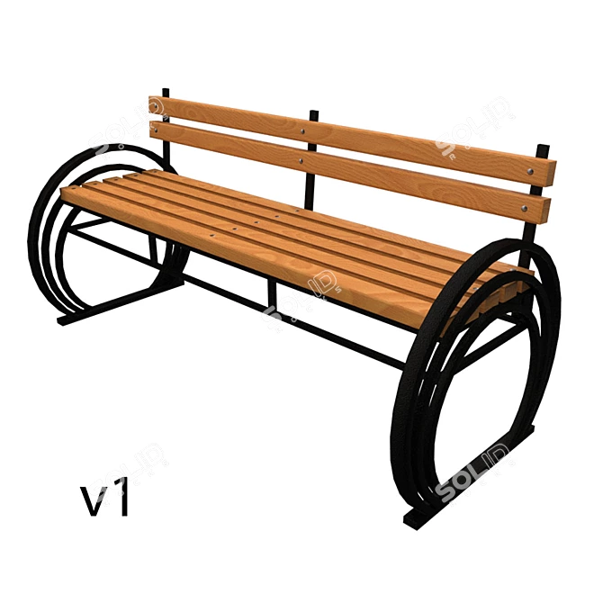 Two-Tone Bench: Stylish Seating 3D model image 1