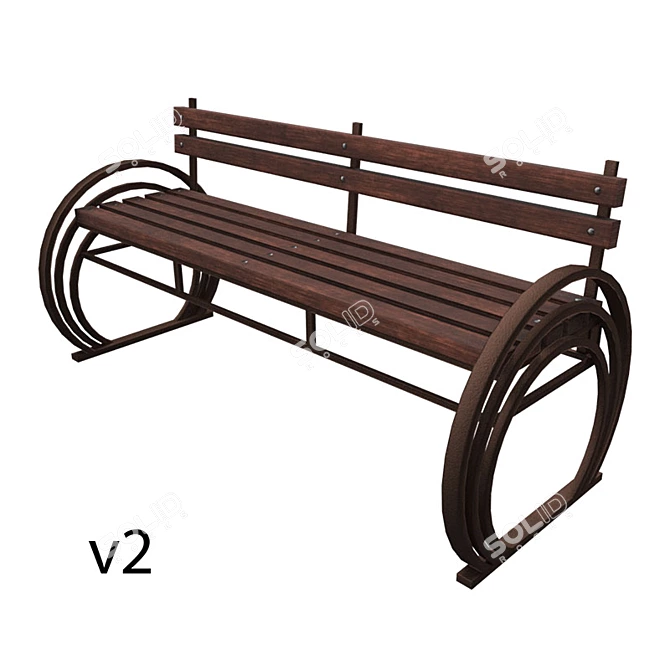 Two-Tone Bench: Stylish Seating 3D model image 2