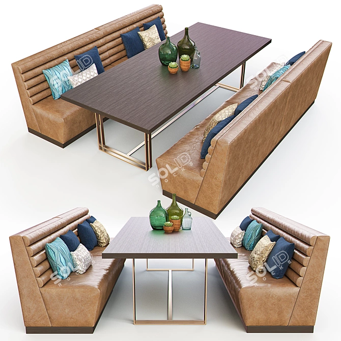 London Lined Banquette: Sleek and Stylish Seating 3D model image 1