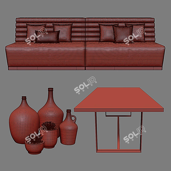 London Lined Banquette: Sleek and Stylish Seating 3D model image 3