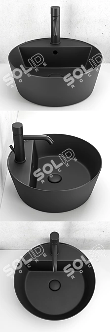 Sleek Round Ceramic Washbasin 3D model image 2