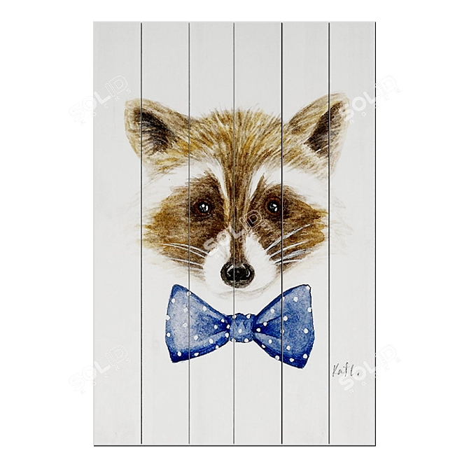 Whimsical Raccoon Pinewood Print 3D model image 1