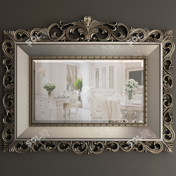 Sleek Silver Mirror 3D model image 1