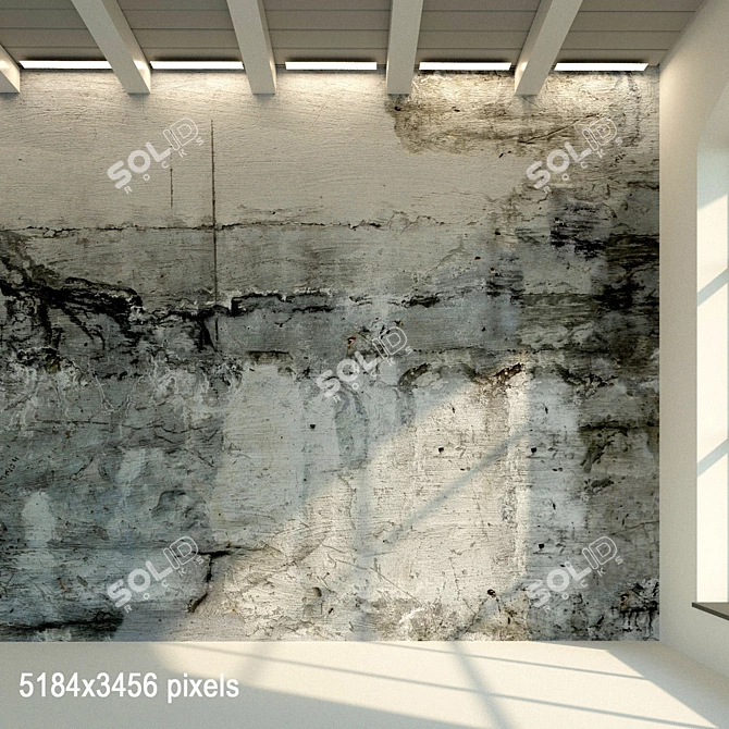 Vintage Concrete Wall Texture 3D model image 1