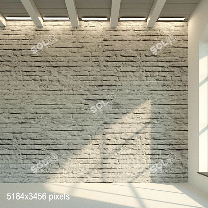 Old Painted Brick Wall Texture 3D model image 1