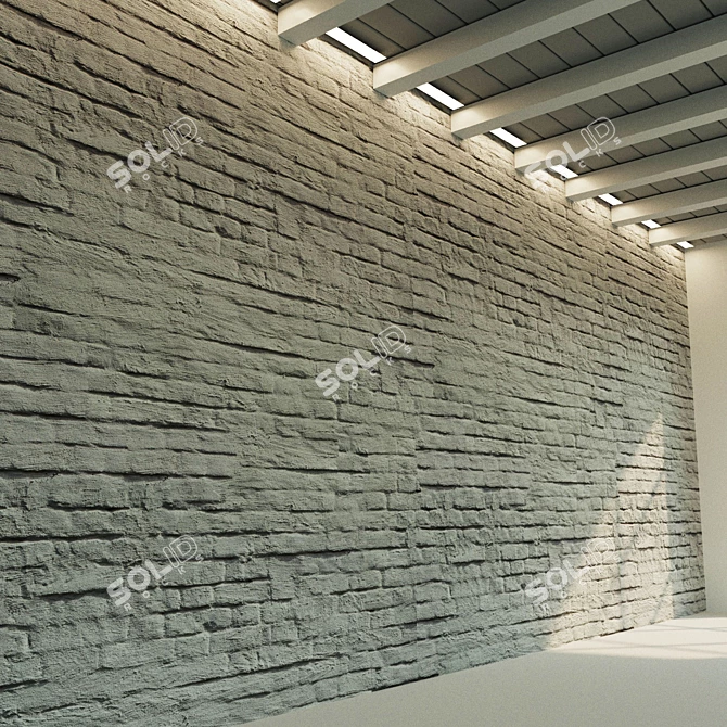 Old Painted Brick Wall Texture 3D model image 3