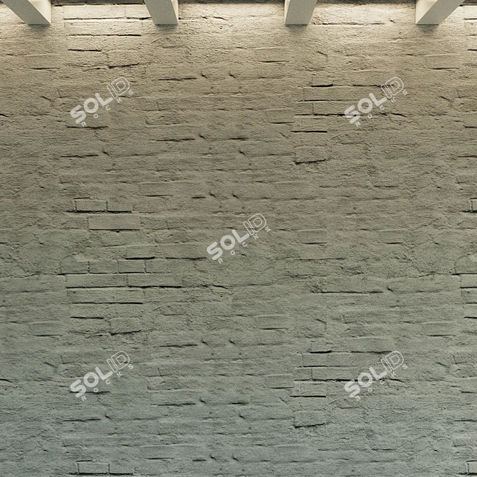 Vintage White Painted Brick Wall 3D model image 2