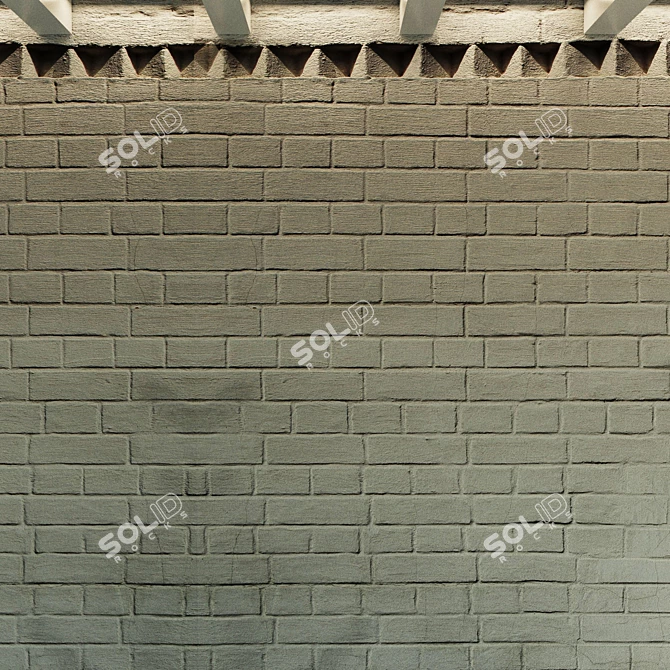 Vintage White Painted Brick Wall 3D model image 2