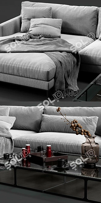 Elegant Bellport Corner Sofa 3D model image 2