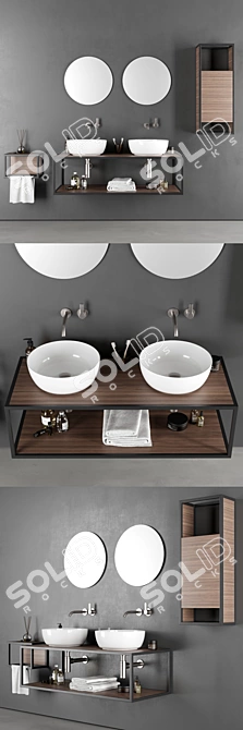 Glam Round Ceramic Washbasin 3D model image 2