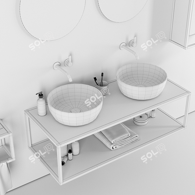 Glam Round Ceramic Washbasin 3D model image 3