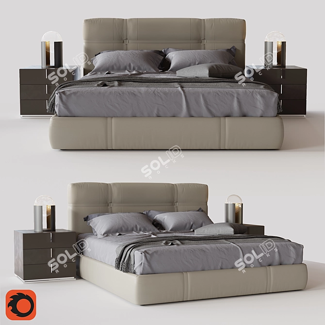 Contemporary Flou NEW BOND Bed 3D model image 1