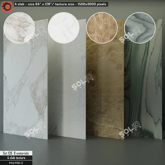 Luxury Marble Slab Set 3D model image 1