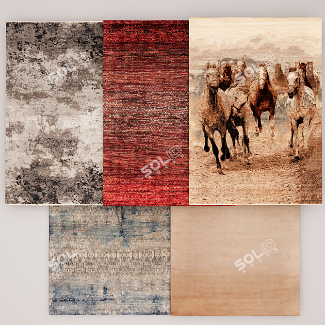 Luxury Floor Rugs Set 3D model image 1