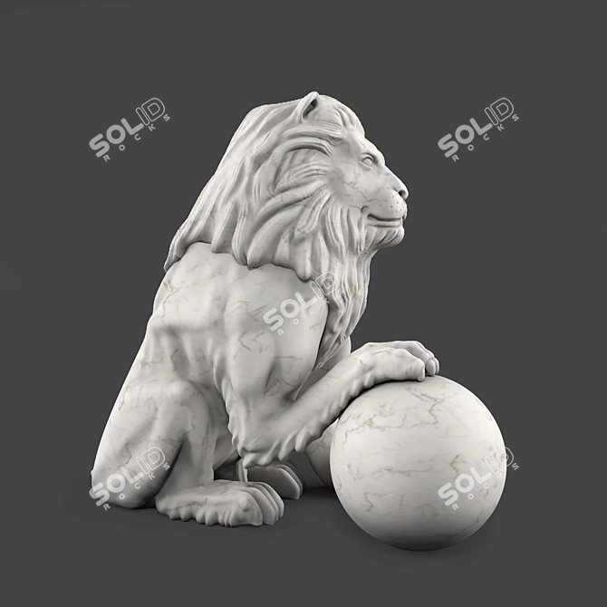 Majestic Lion Sculpture 3D model image 2