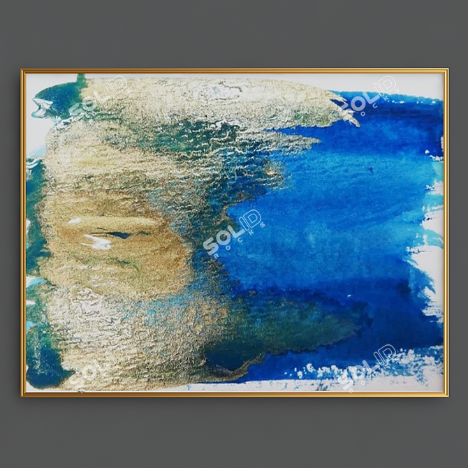 Abstract Gold Blue Harbour Painting 3D model image 2