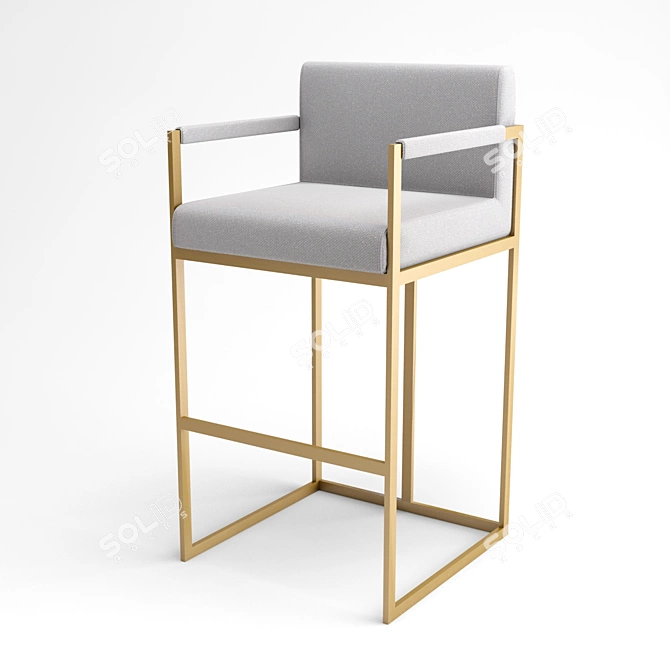 Elegant Square Fabric Stool 3D model image 1