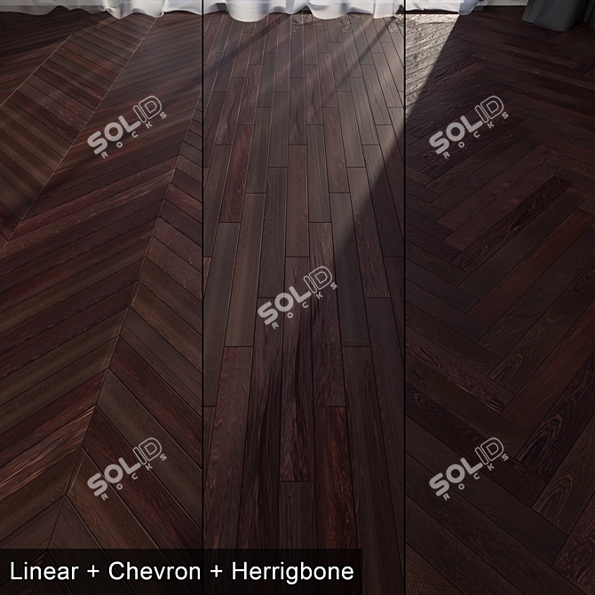 Sleek Wenge Parquet Flooring 3D model image 1