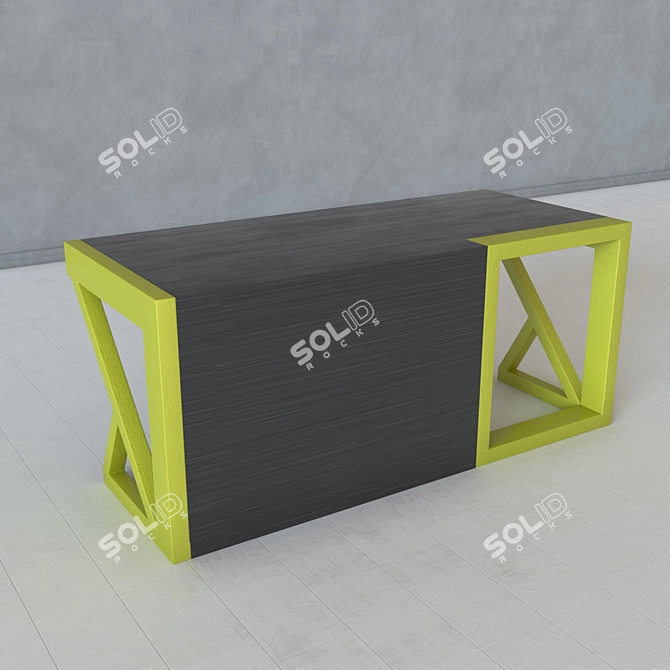 Title: Industrial Loft Metal and Wood Table 3D model image 2