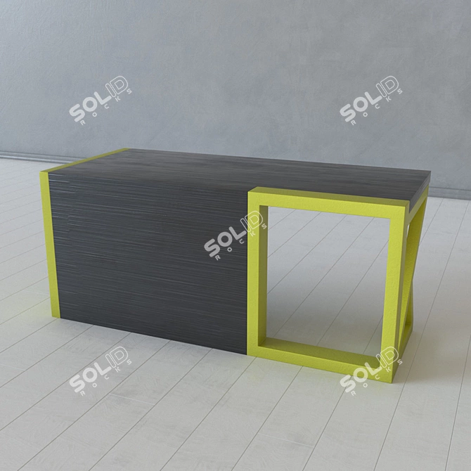 Title: Industrial Loft Metal and Wood Table 3D model image 3