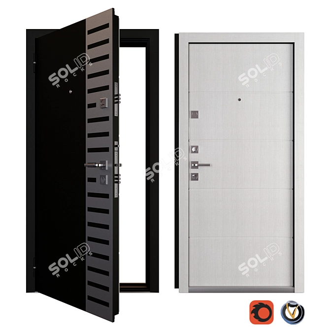 Isoterma Metal Entry Door: Stylish and Secure 3D model image 1